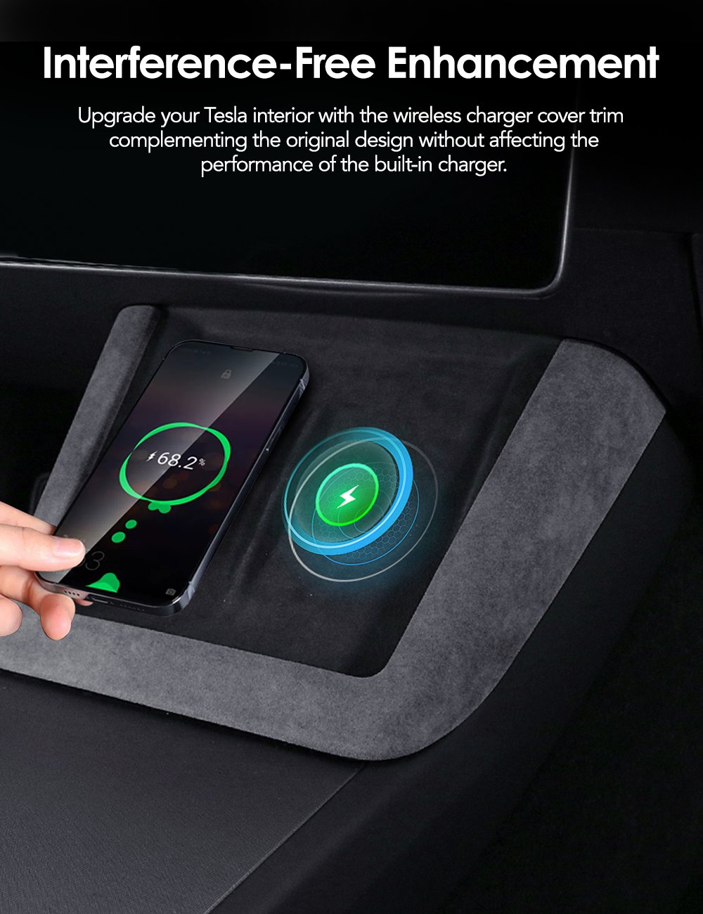 Center Console Wireless Charger Cover Trim for Model 3 Highland & Model Y Juniper