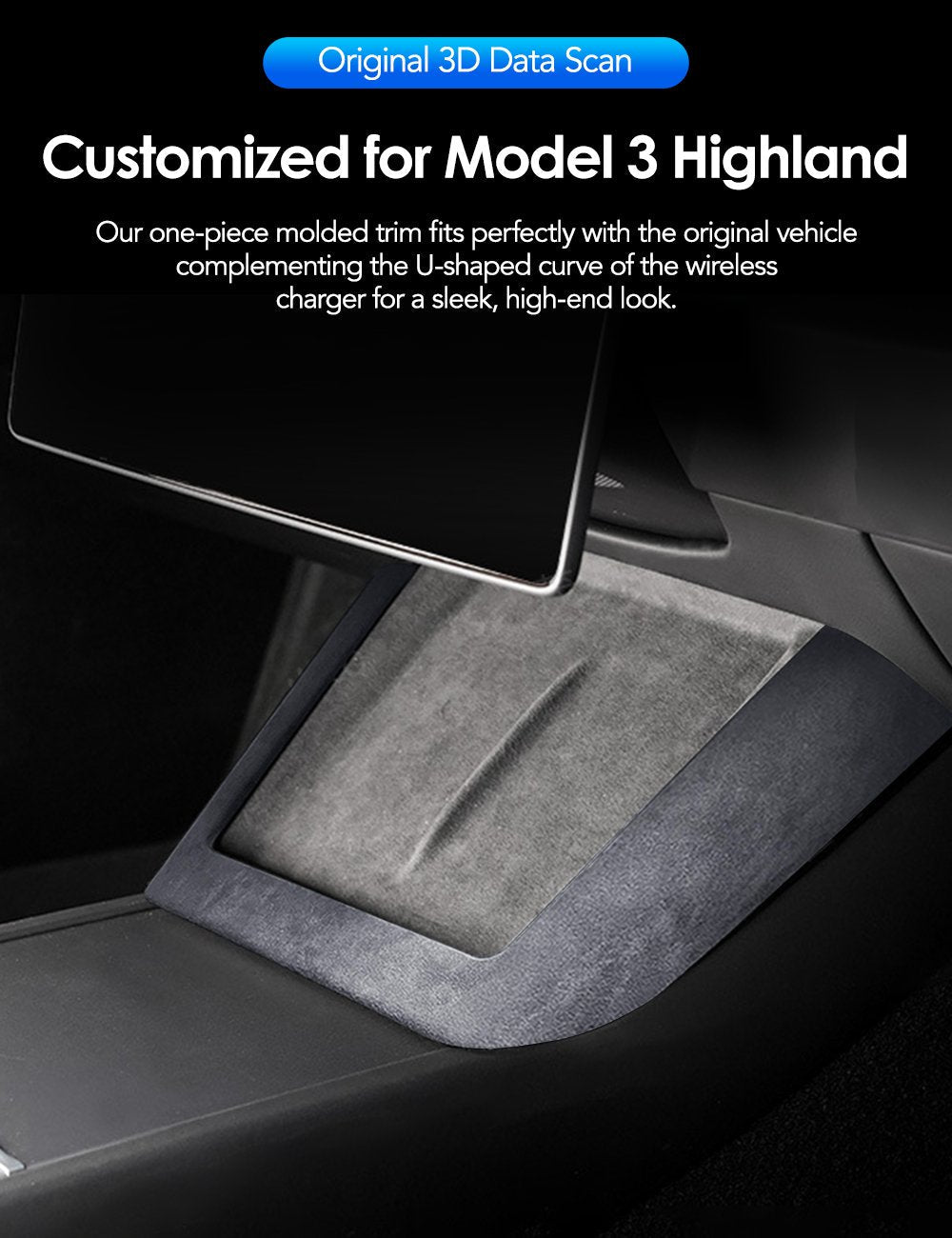 Center Console Wireless Charger Cover Trim for Model 3 Highland & Model Y Juniper