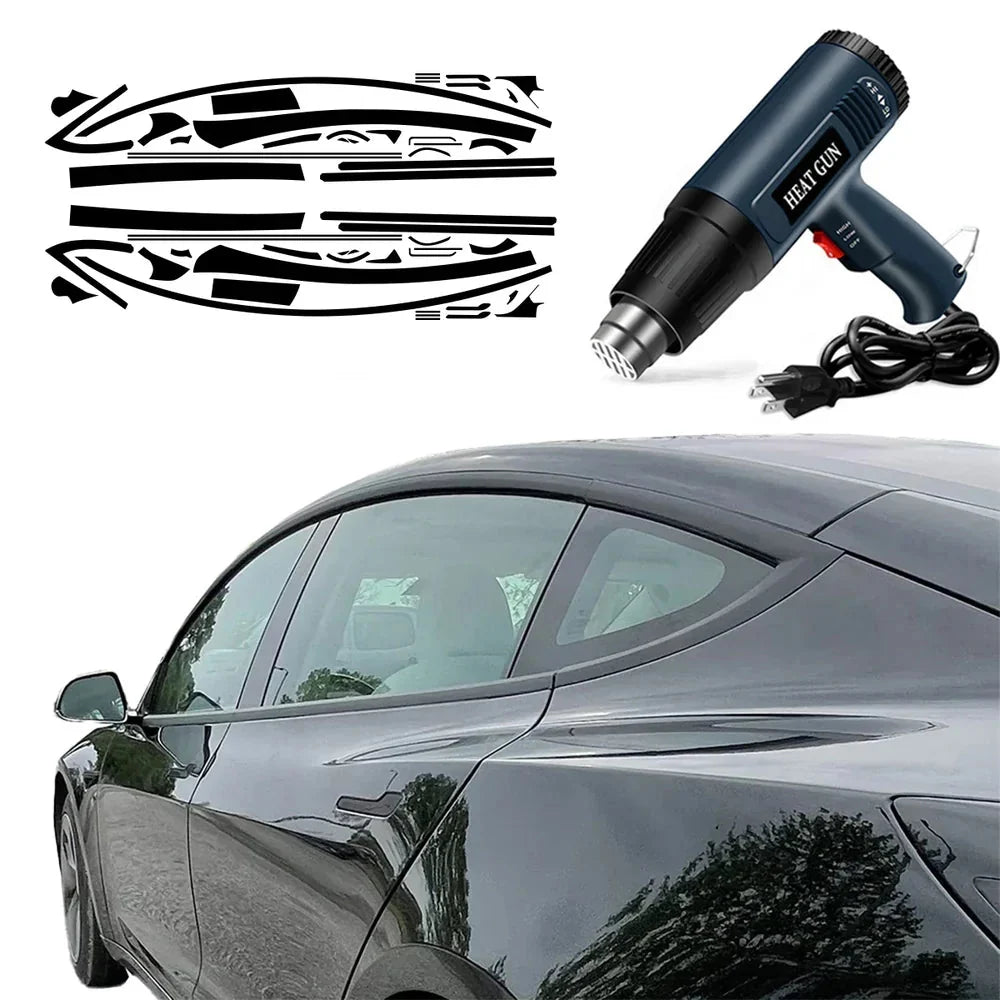 Chrome Delete Blackout Vinyl Overlay for  2017-2023 Tesla Model 3 - Matte Black