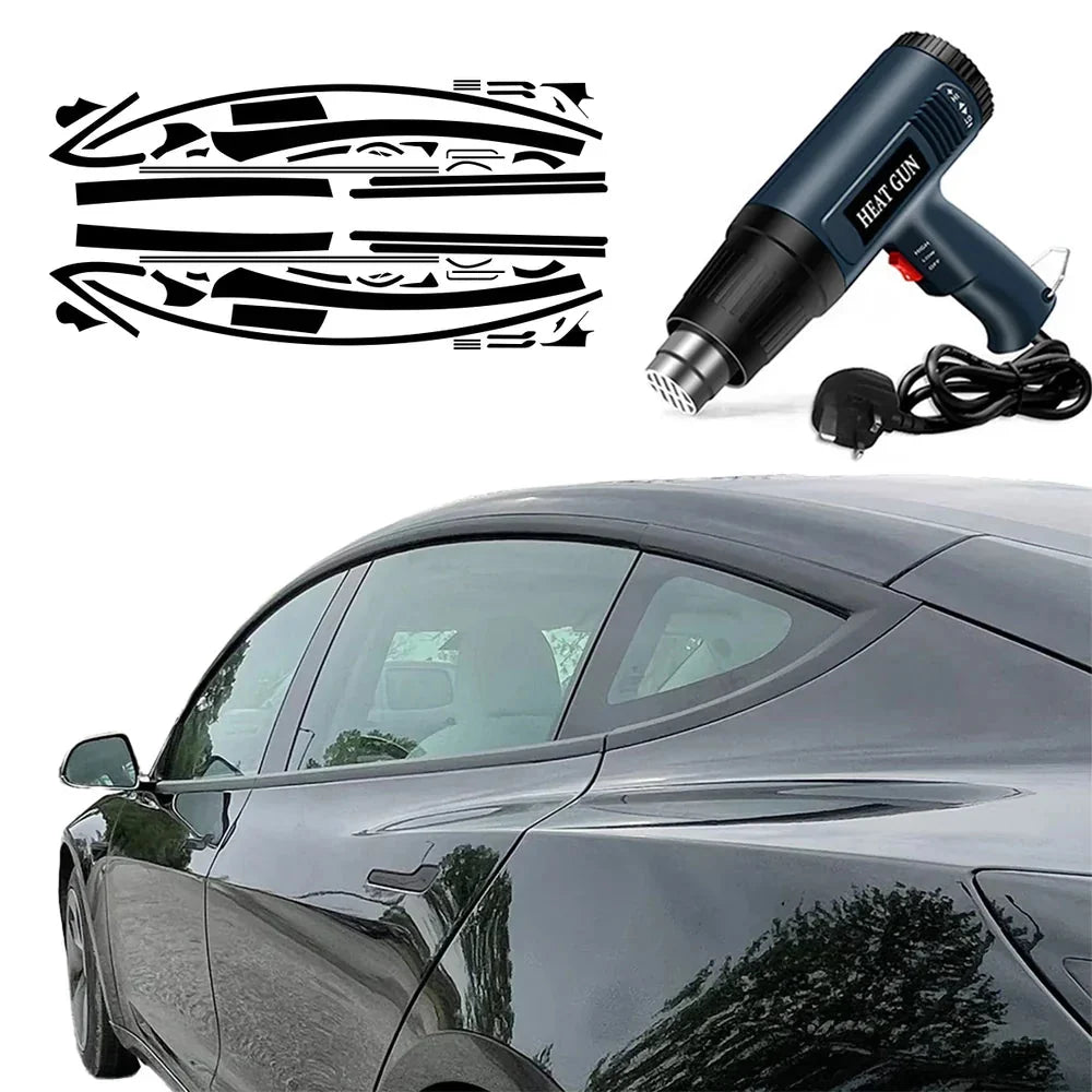 Chrome Delete Blackout Vinyl Overlay for  2017-2023 Tesla Model 3 - Matte Black