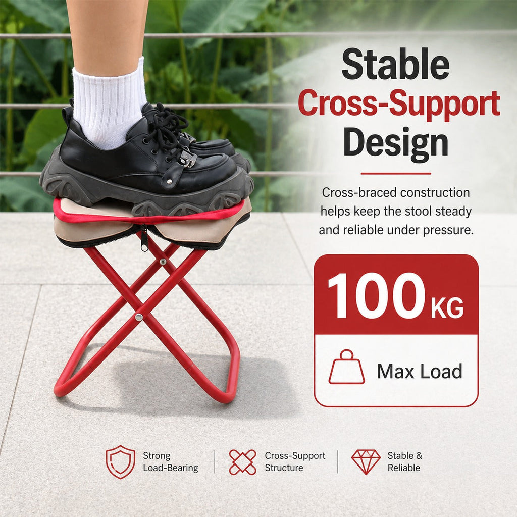 Space-Saving Lightweight Stainless Steel Foldable  Stool