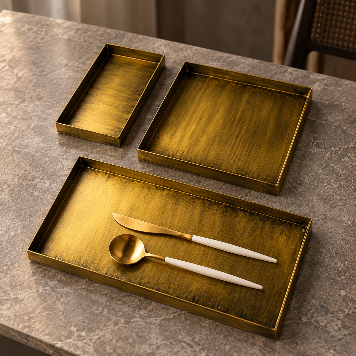 Luxury Gold Color Metal Serving Trays