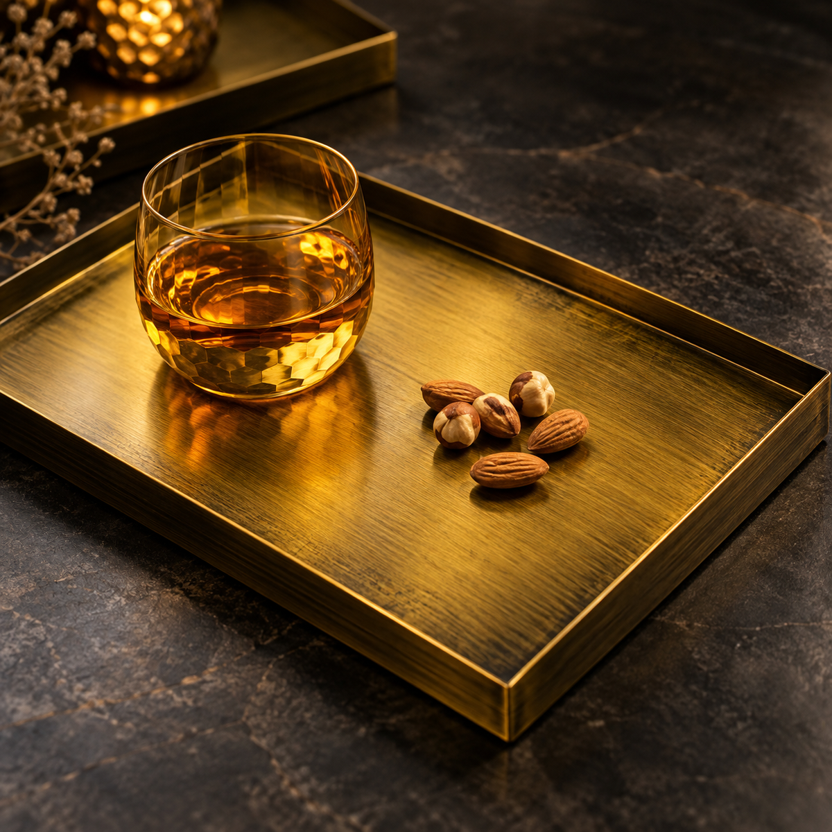 Luxury Gold Color Metal Serving Trays