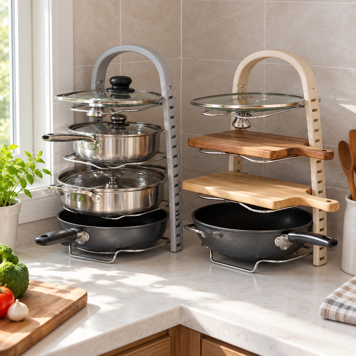 Stainless Steel Pot Lid Rack Spoon Holder