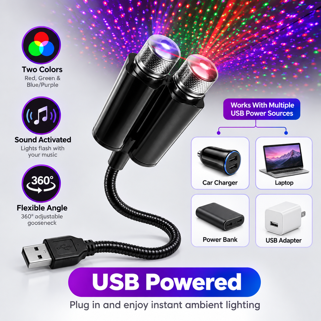 Colorful Sky Sound Activated LED Projector Night Light