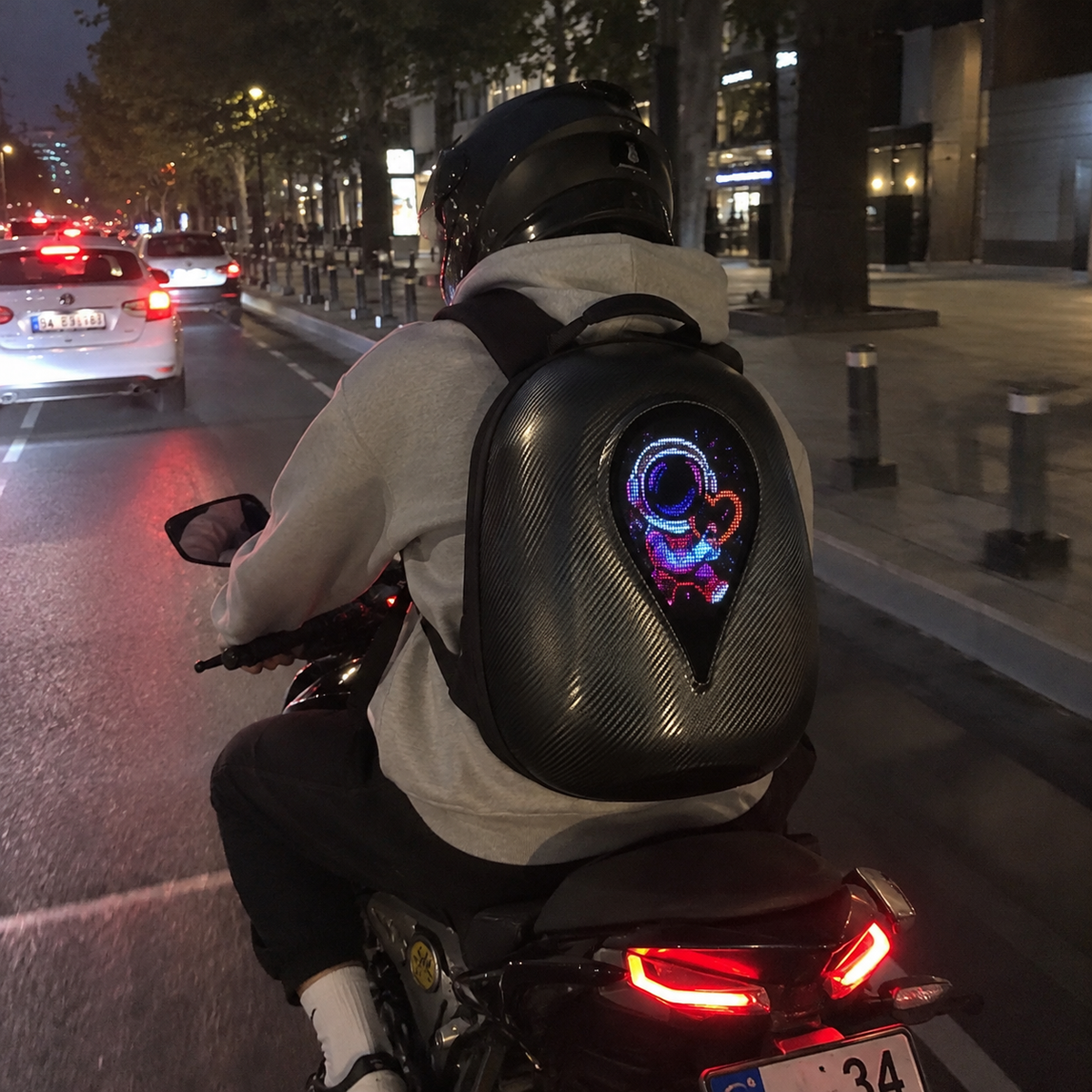 LED Smart Screen Fun Motorcycle Backpack