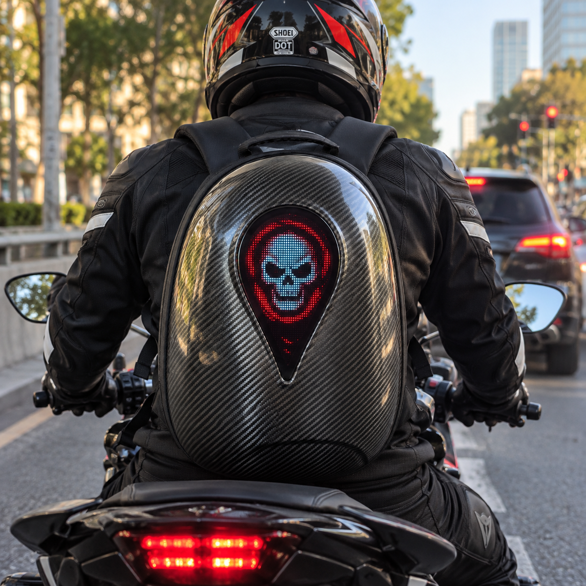 LED Smart Screen Fun Motorcycle Backpack