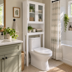 Wooden Over Toilet High Storage Cabinet Spacesaver Organizer