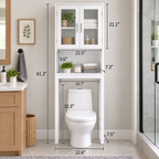Wooden Over Toilet High Storage Cabinet Spacesaver Organizer