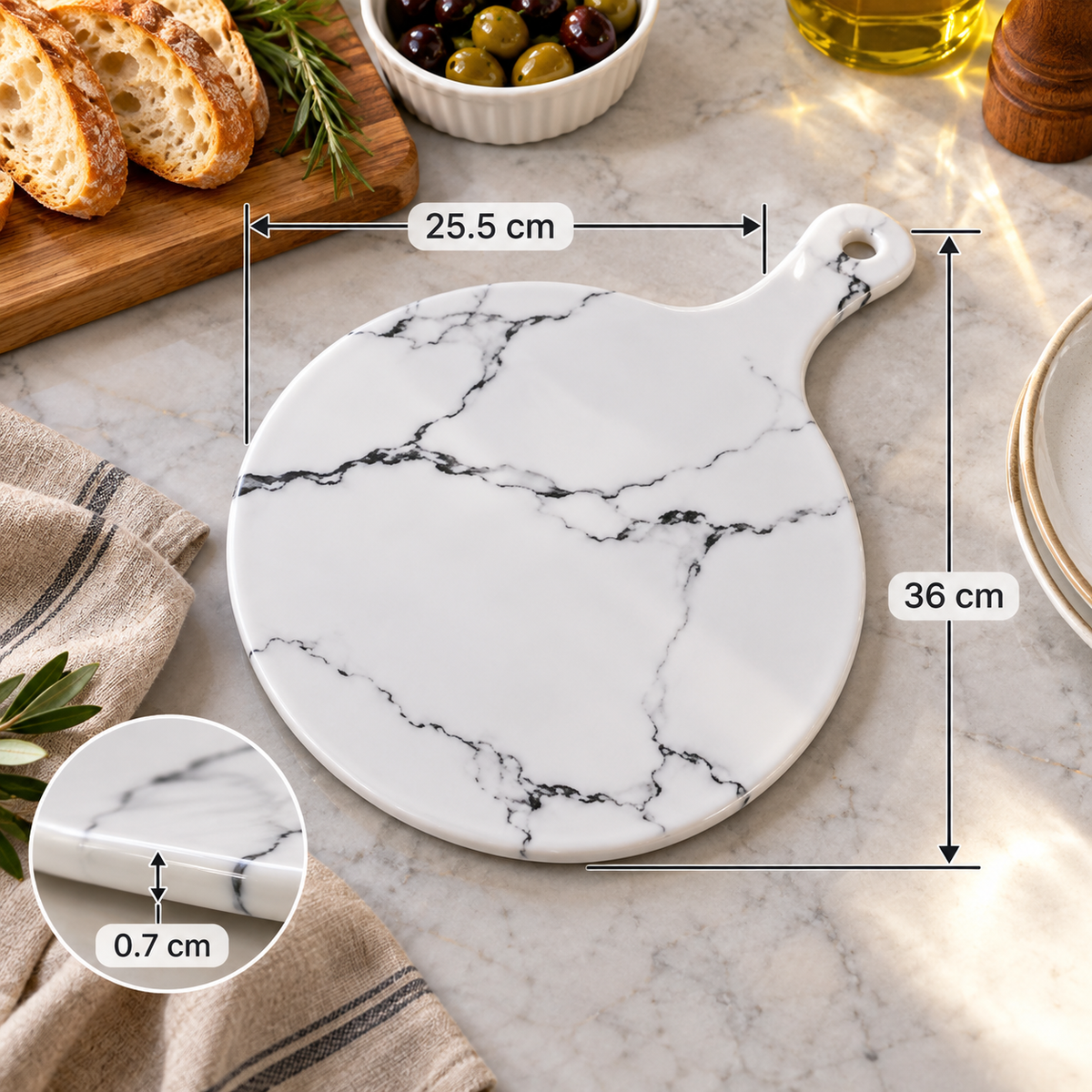Luxury Ceramic Creative Marble Stripe Large Pizza Plate