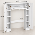 Wooden White Shelf Over The Toilet Storage Cabinet Drop Door Spacesaver Modern Bathroom Cabinets