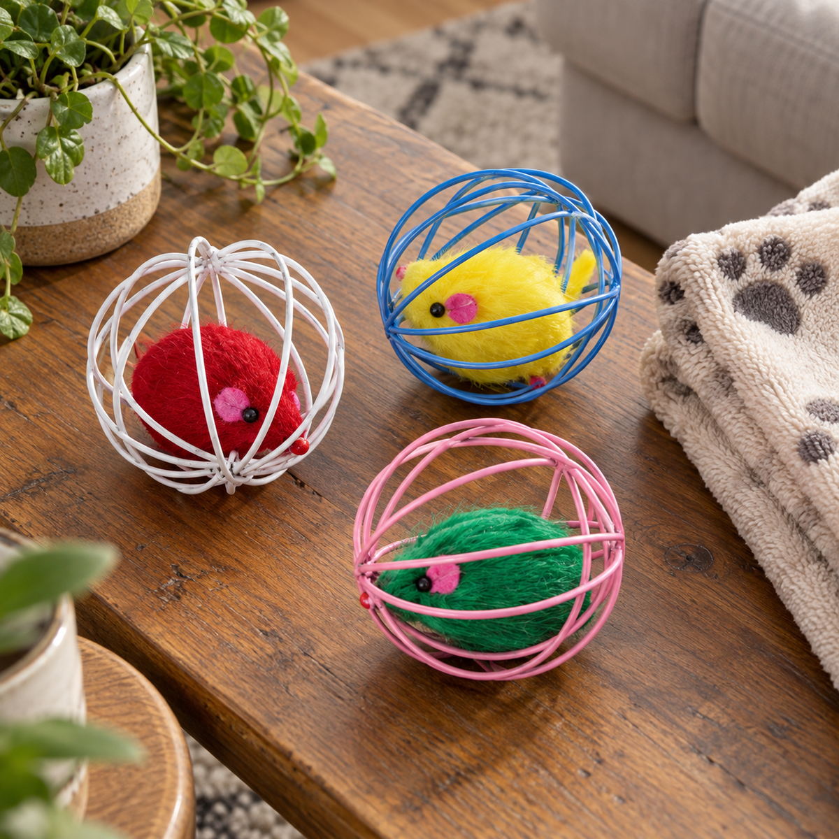 Hollow Ball Feather Cat Toys