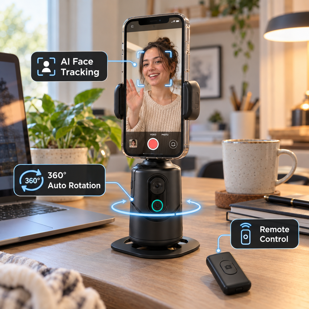 360° AI Auto Face Tracking Phone Stabilizer Tripod