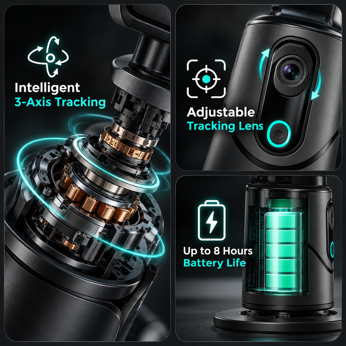 360° AI Auto Face Tracking Phone Stabilizer Tripod