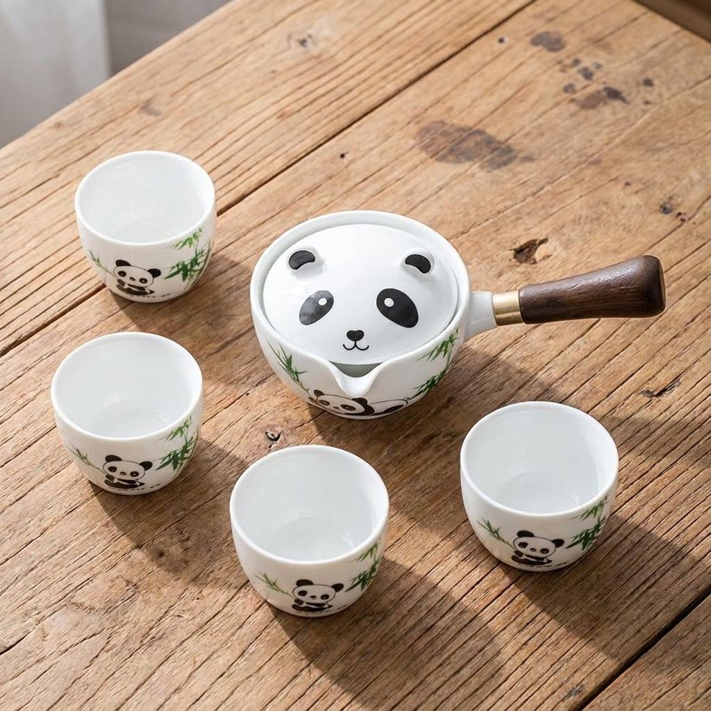 Panda Spin Rotating Tea Set