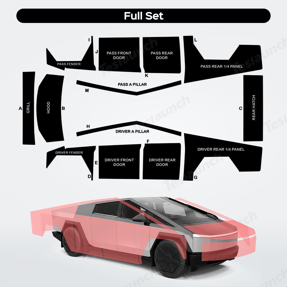 Cybertruck DIY Color Wrap Film - TPU Precut Wrap Kits