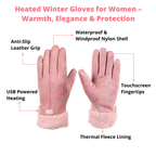 Miroken | Heated Gloves for Women UK – Ladies Thermal Waterproof Winter Gloves with Touch Screen & USB Rechargeable Warm Design