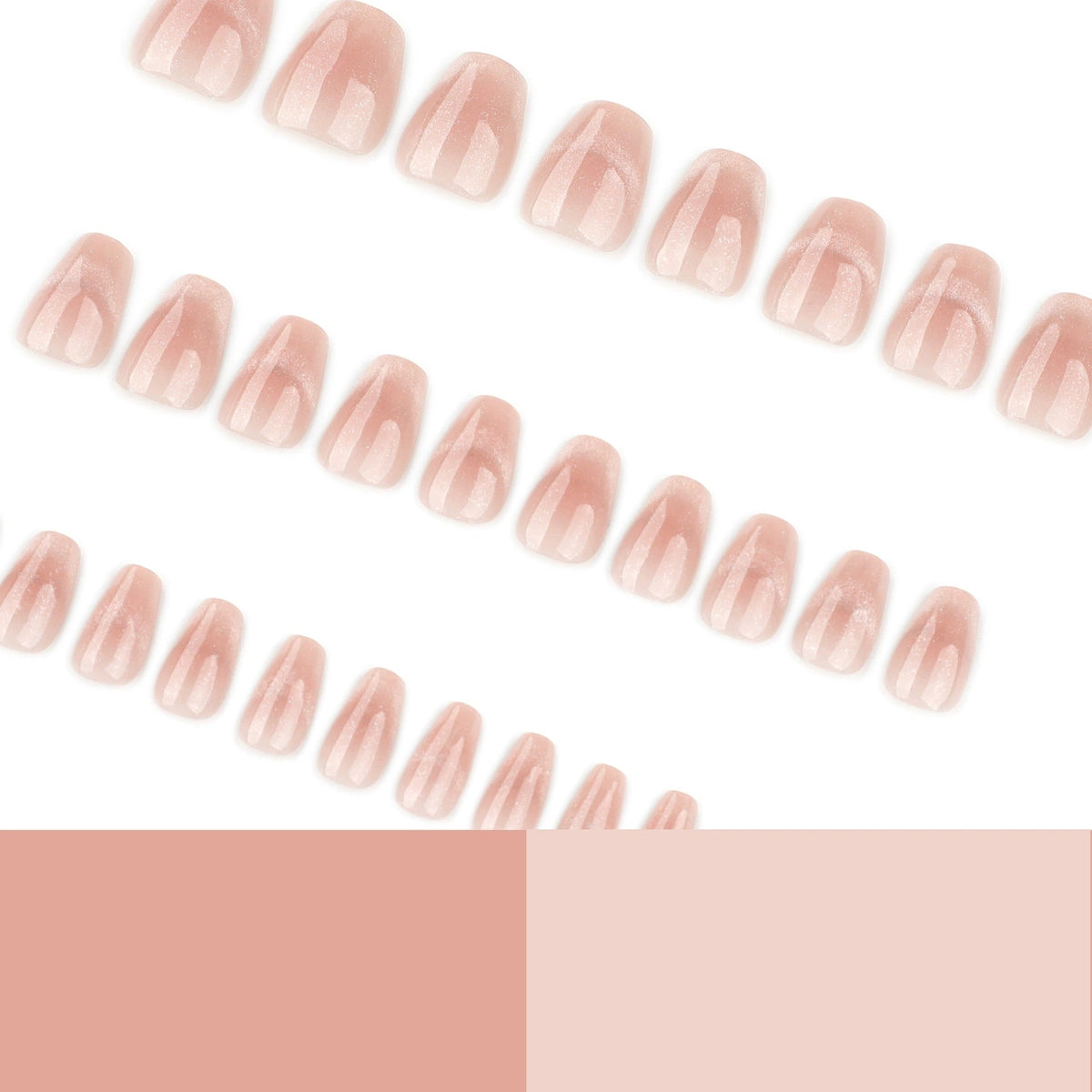 Blush Pink Cat Eye French Short Square Press On Nails | 30 Count