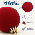 🎁16-Piece Red Velvet Flocked Christmas Ornaments