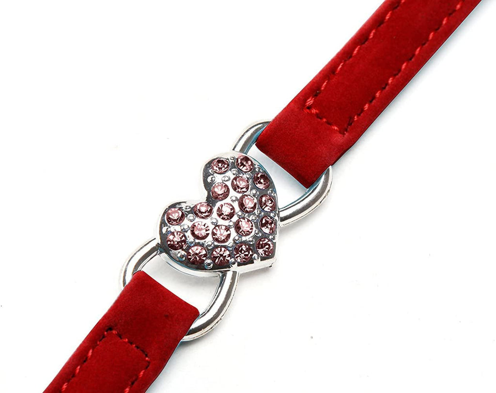 Velvet Cat Collar with Heart Charm & Bell