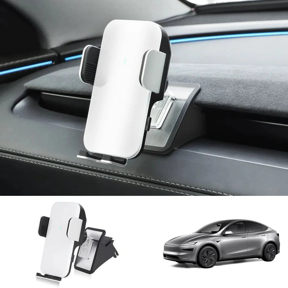 Dashboard Phone Holder with Solar Auto Clamp for Tesla Model Y Juniper 2025+