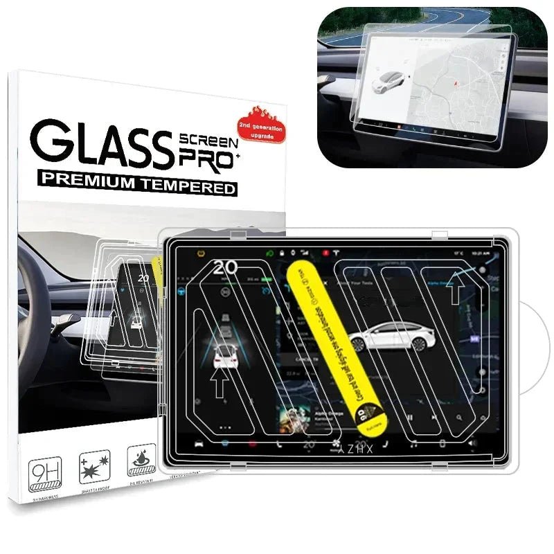Dashboard Screen & Second Row Seat Screen Protector Tempered Film Fully Covers For Tesla 2024+ Model 3 Highland