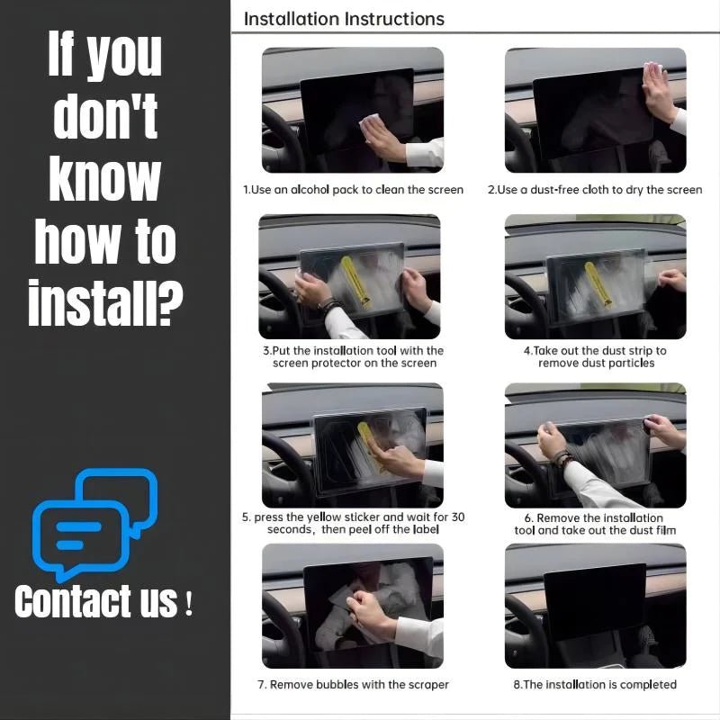 Dashboard Screen & Second Row Seat Screen Protector Tempered Film Fully Covers For Tesla 2024+ Model 3 Highland