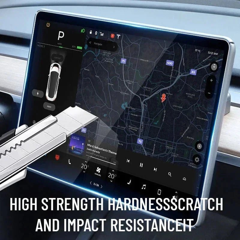 Dashboard Screen & Second Row Seat Screen Protector Tempered Film Fully Covers For Tesla 2024+ Model 3 Highland