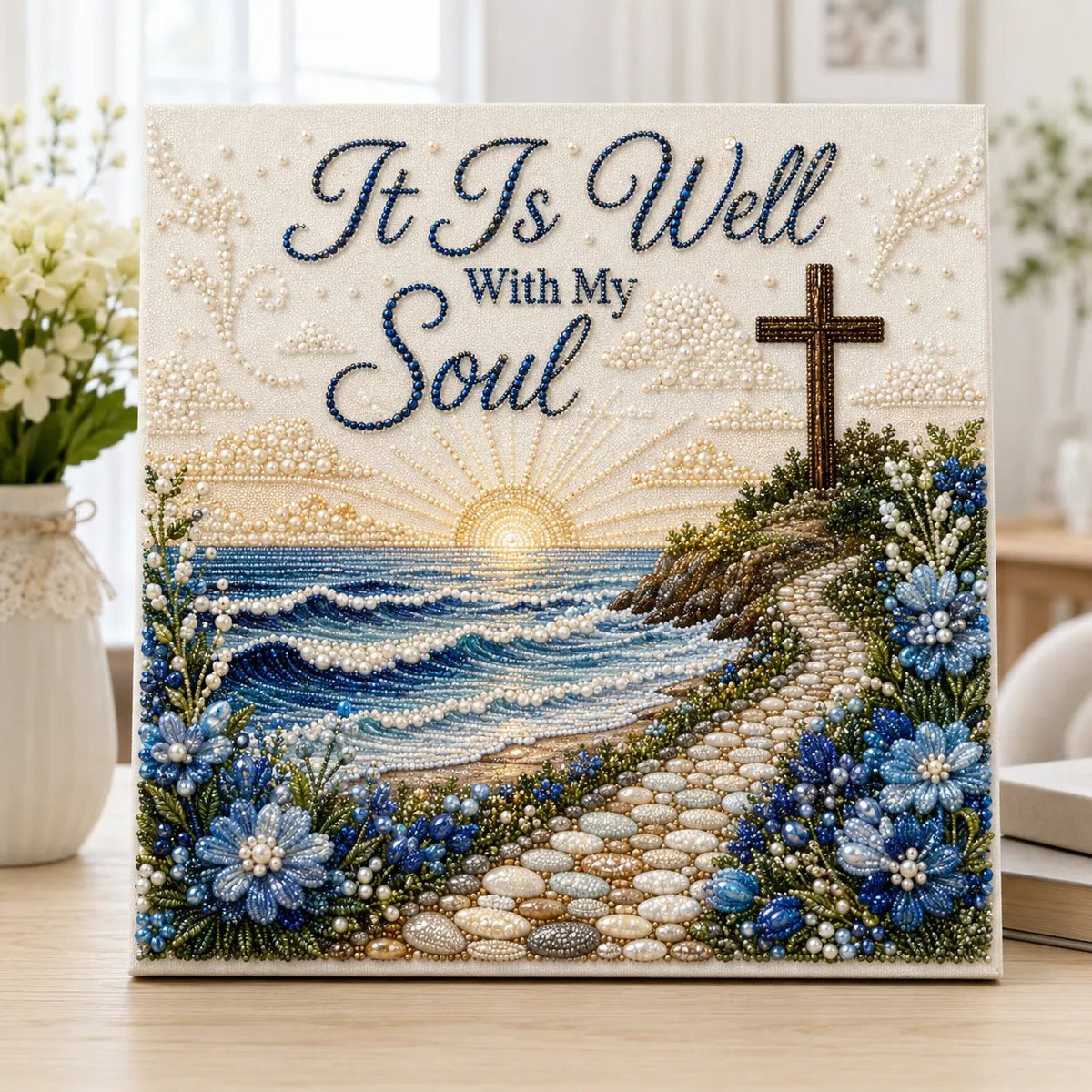 Beginner-Friendly Sacred Hymn Pearl Art Kit Collection | Luxury Christian Hymn Artwork with Scratch-Resistant Non-Fading Pearl Beads DIY Faith-Inspired Decor