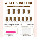 Gold 3D Floral French Long Almond Press-On Nails, 24-Pc Kit