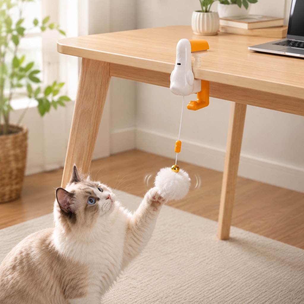 MirokenDesk Clamp Automatic Cat Teaser Toy - Keep Indoor Cats Busy While You Work