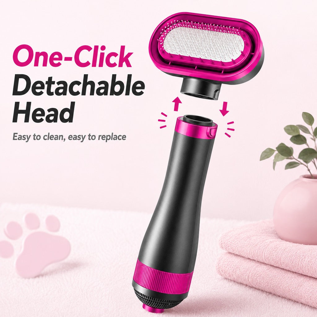 Miroken4-in-1 Pet Dryer Brush for After-Bath Grooming, Low-Noise Dog & Cat Hair Dryer Comb for Easier Drying, Brushing & Detangling