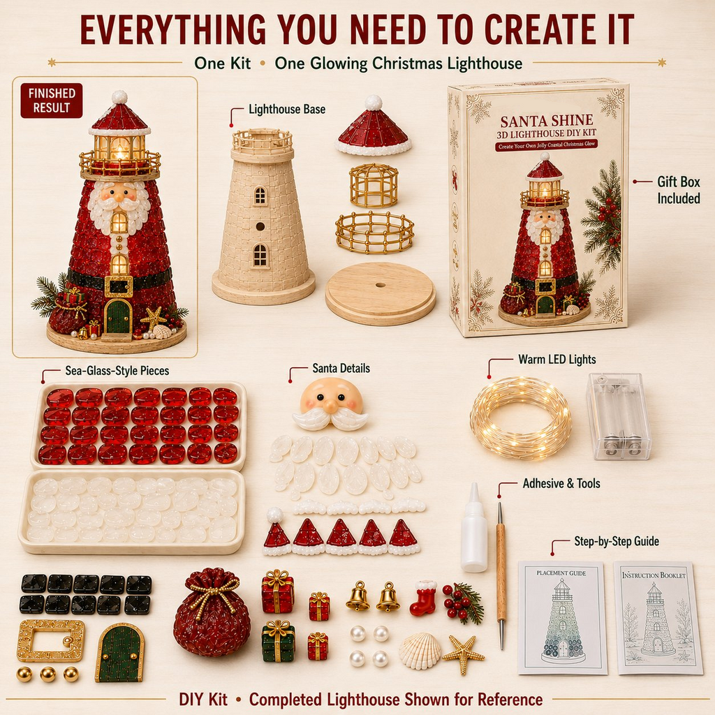 DIY Lighted Christmas Character Sea Glass-Style Lighthouse Kit