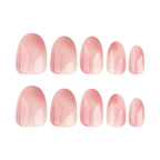Sheer Pink Ombré Short Oval Press-On Nails – 24-Piece Nail Kit with Glue