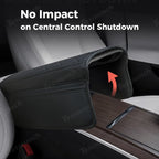 Diamond-Pattern Leather Center Armrest Cover with Pockets for Tesla Model S/X 2021+