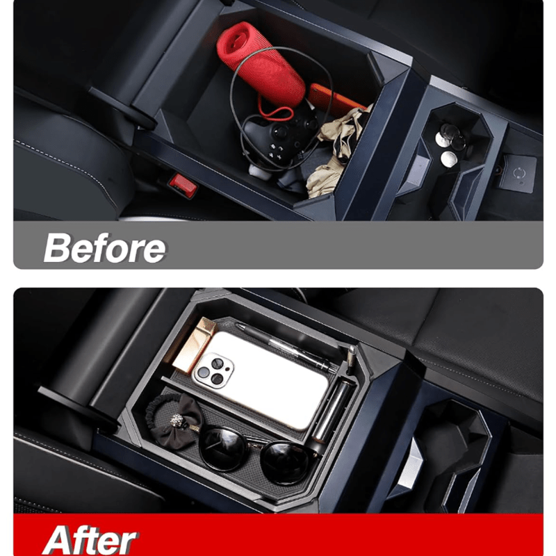 Double Layer Center Console Organizer Armrest Storage Box for Cybertruck