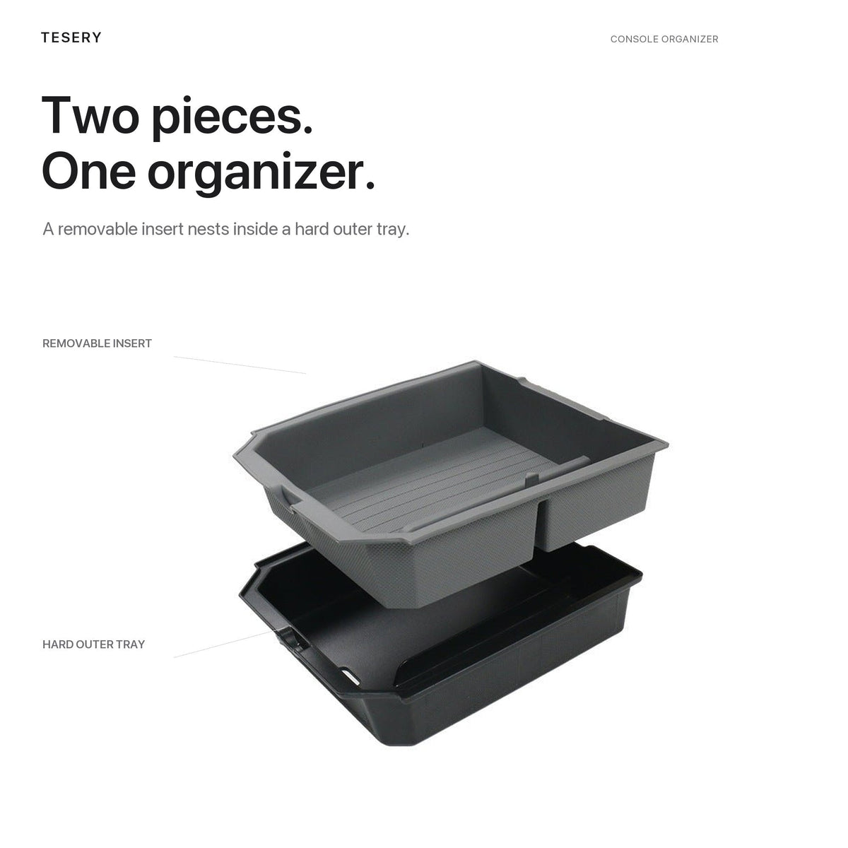 Double-Layer Center Console Storage Box for Model 3 Highland/Y Juniper | 3 Colors