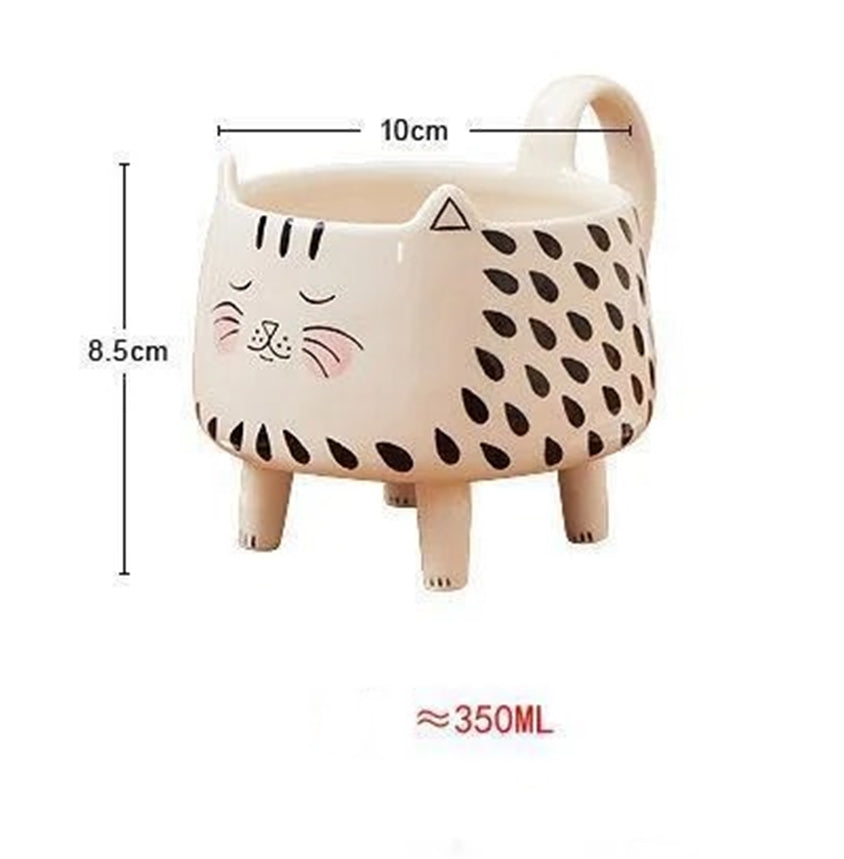 Happy Cat Long Legs Ceramic Mug