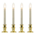 Wireless Window Candles with Remote Control and Timer - Set of 4, Brass