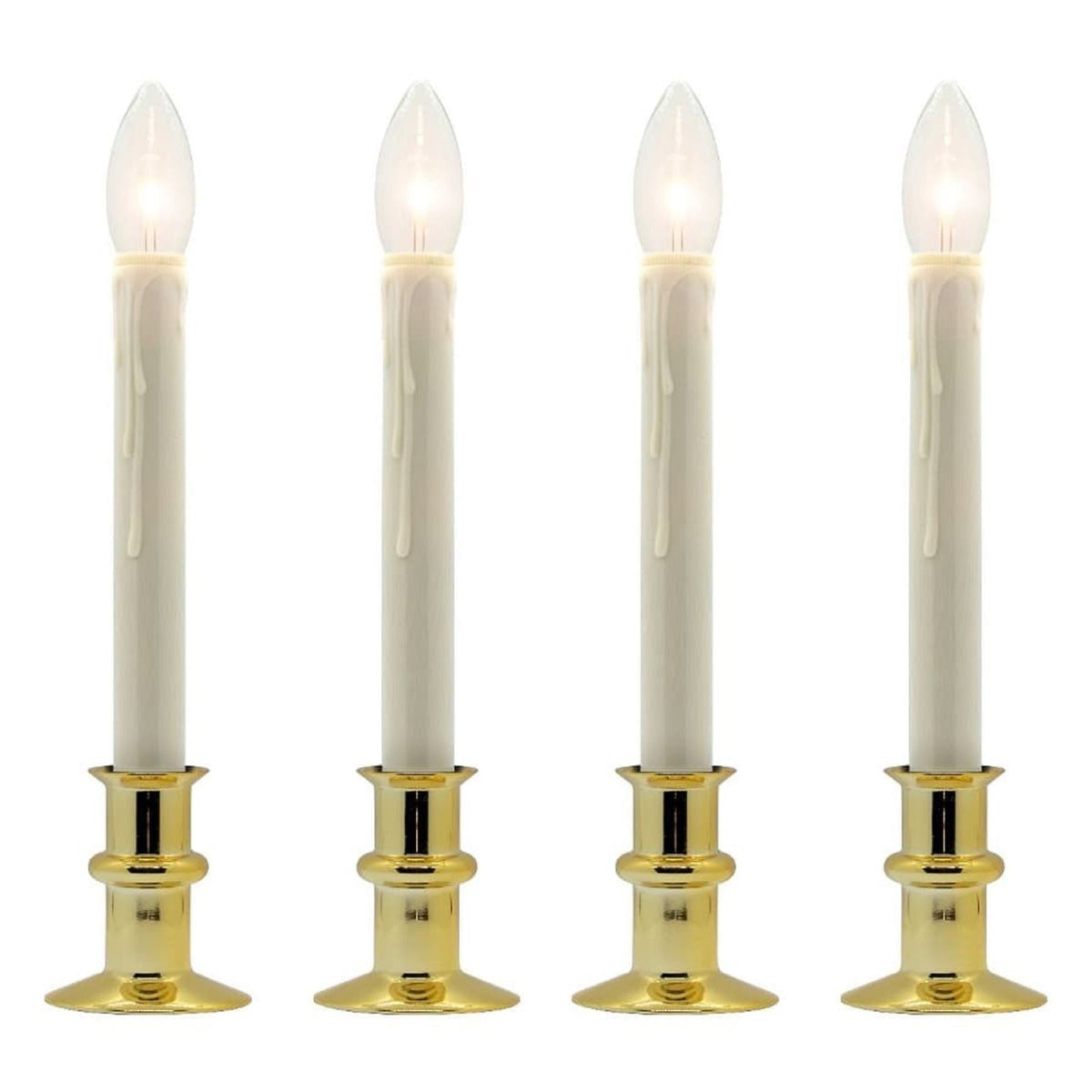 Wireless Window Candles with Remote Control and Timer - Set of 4, Brass