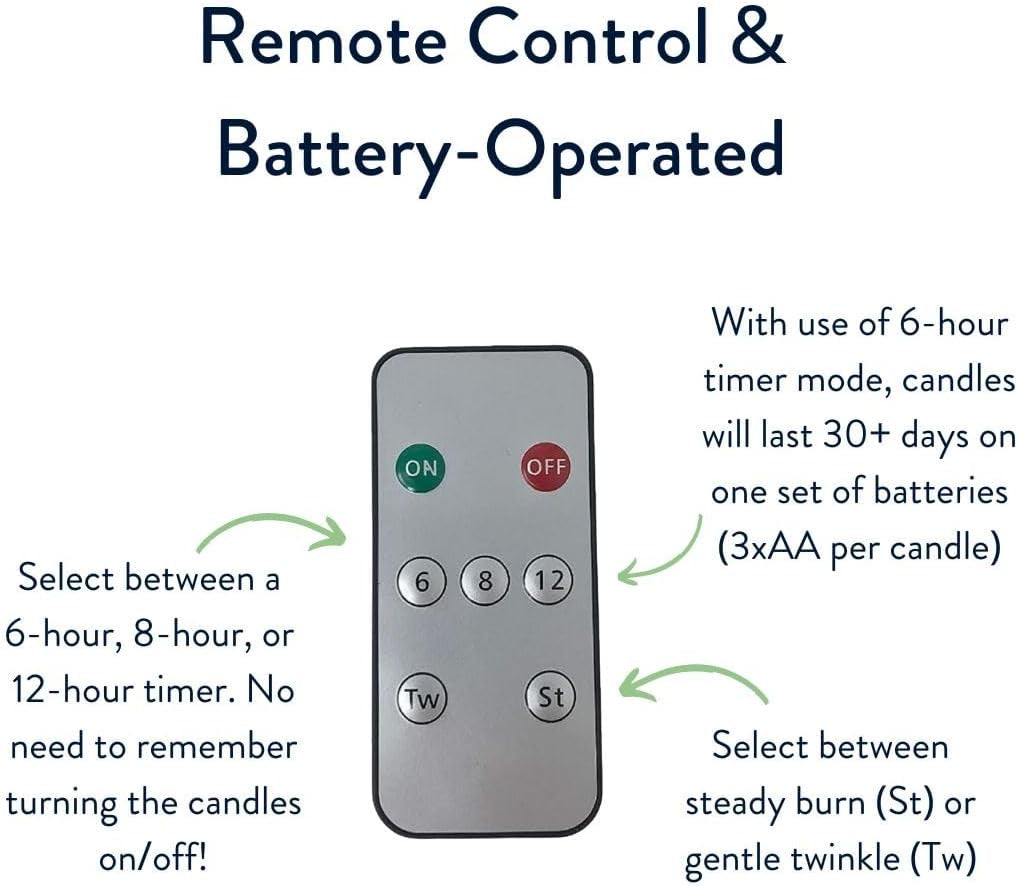 Wireless Window Candles with Remote Control and Timer - Set of 4, Brass