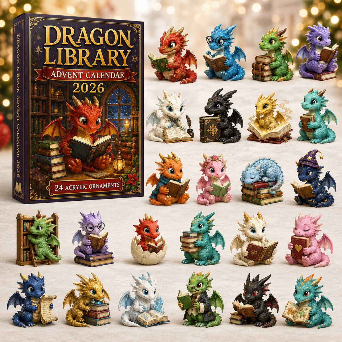 Dragon Library Advent Calendar 2026 - 24 Dragon Ornaments