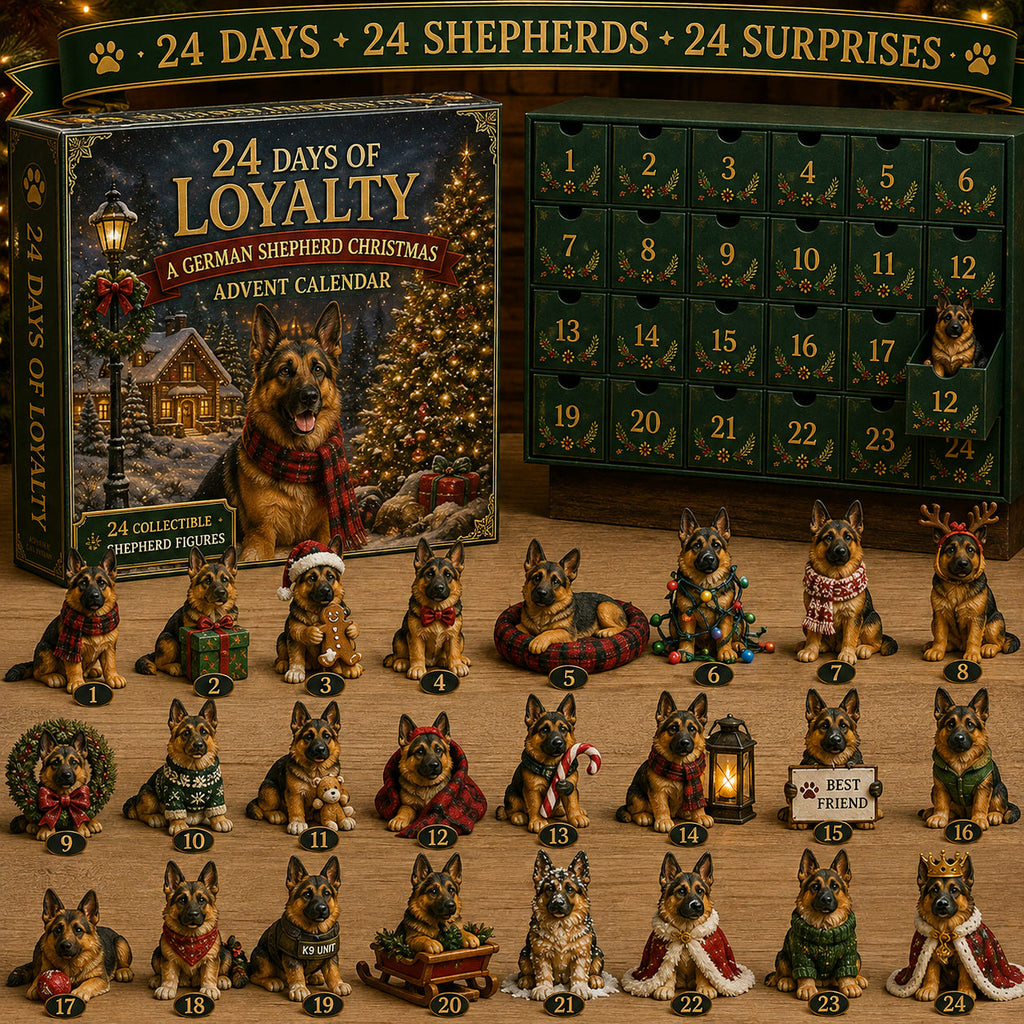 German Shepherd Advent Calendar 2026 - 24 German Shepherd Figurines