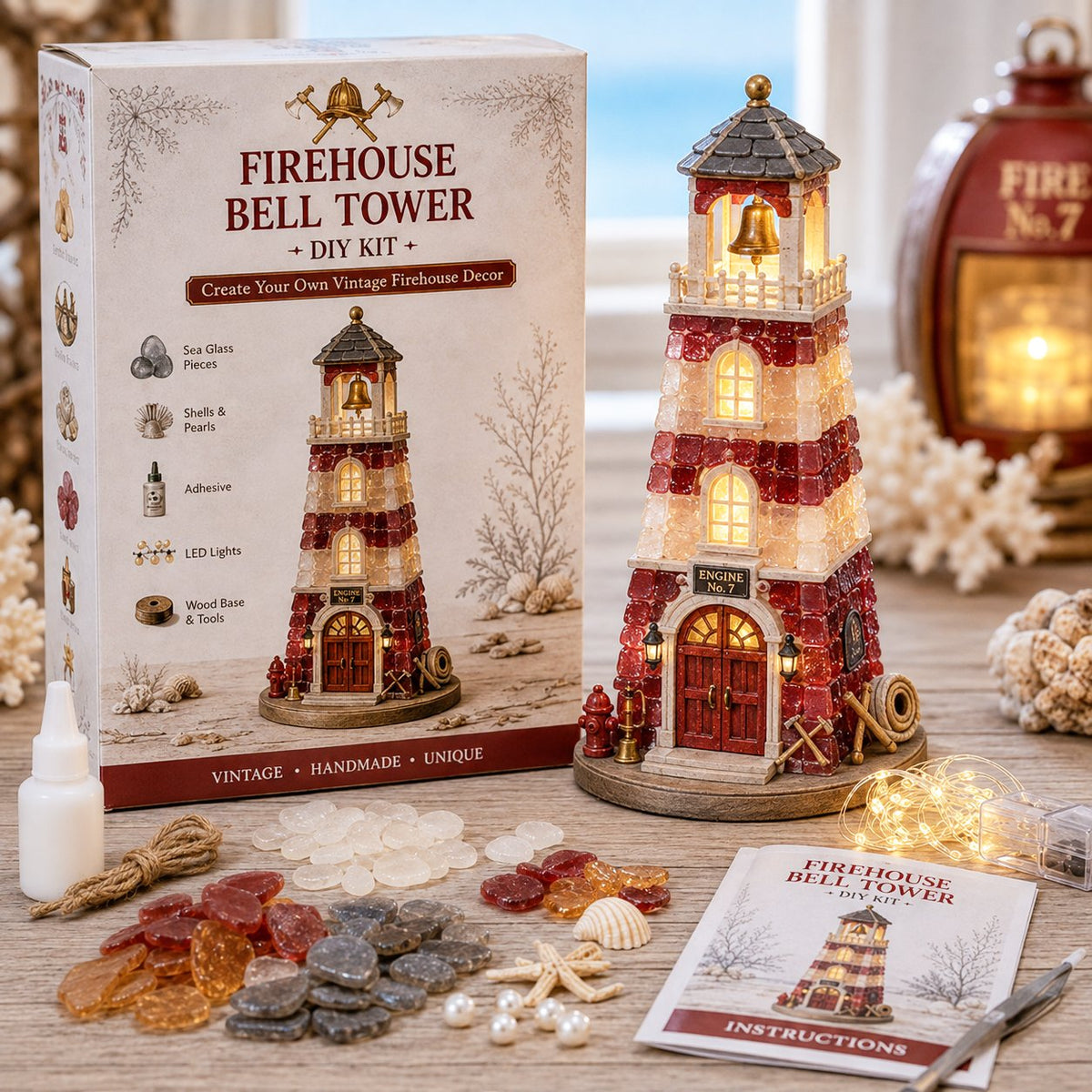 Vintage Firehouse Sea Glass-Style Mosaic Light DIY Kit