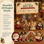 Beginner-Friendly DIY 3D Christmas Beaded Ornament Kit | Complete 4-Piece Set with Glass Beads, All Tools & Step-by-Step Guide Included
