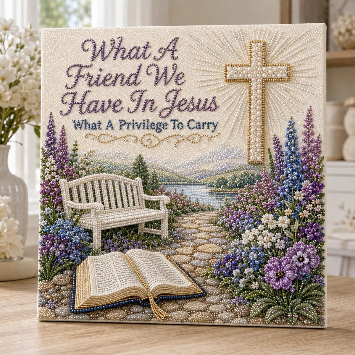 Beginner-Friendly Sacred Hymn Pearl Art Kit Collection | Luxury Christian Hymn Artwork with Scratch-Resistant Non-Fading Pearl Beads DIY Faith-Inspired Decor