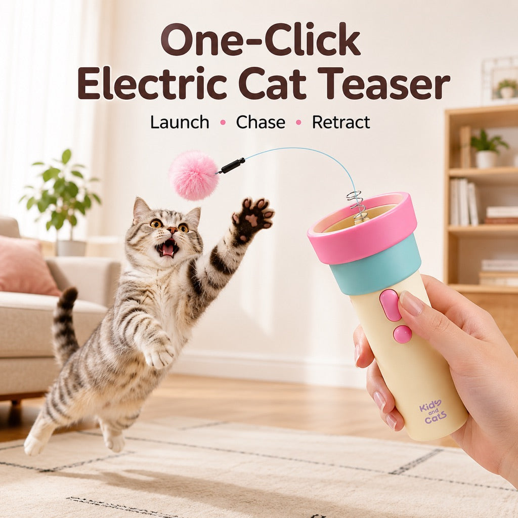 MirokenOne-Click Electric Cat Teaser Launcher for Indoor Cats - Chase & Pounce Play Without Constant Wand Waving