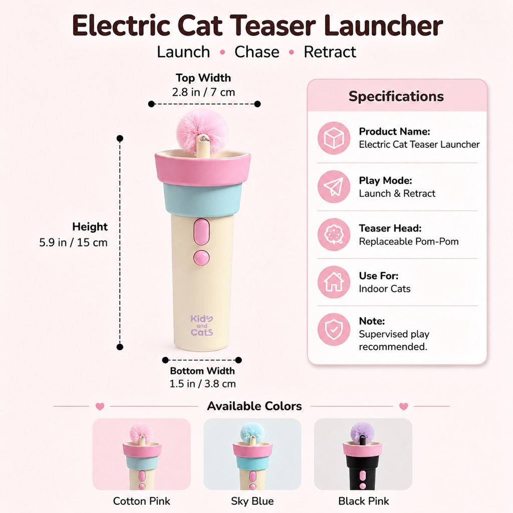 MirokenOne-Click Electric Cat Teaser Launcher for Indoor Cats - Chase & Pounce Play Without Constant Wand Waving