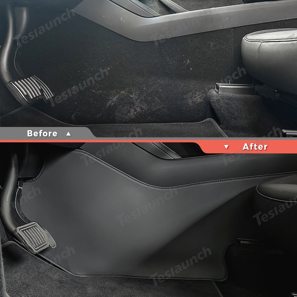 Extended-Length Center Console Side Kick Protection Pads -2-Piece Napa Leather Set for Tesla Model Y Juniper 2025+