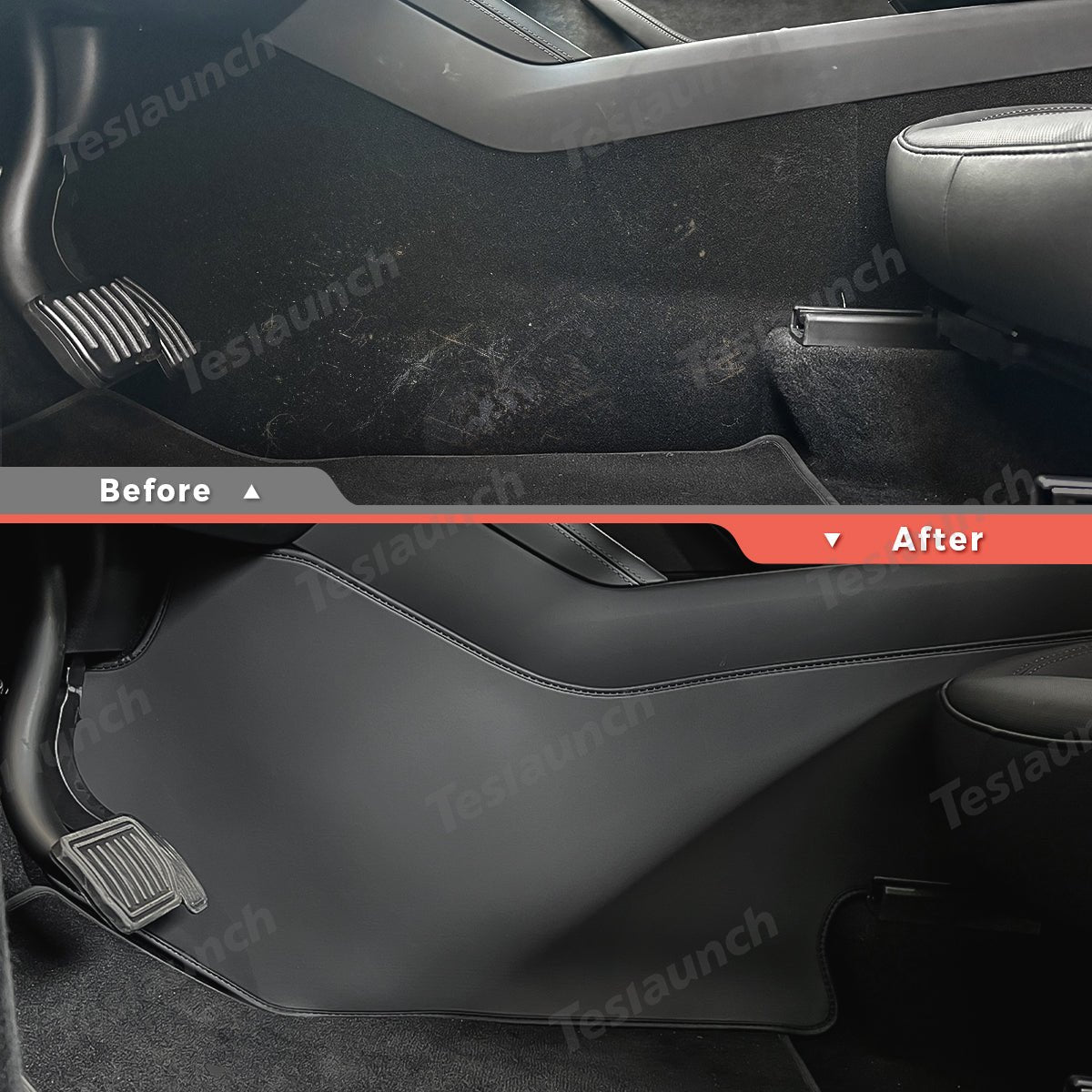 Extended-Length Center Console Side Kick Protection Pads -2-Piece Napa Leather Set for Tesla Model Y Juniper 2025+